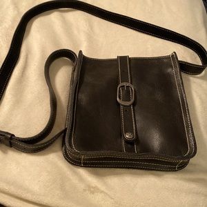 Patricia Nash black cross body bag. EUC. Italian leather. Silver hardware.